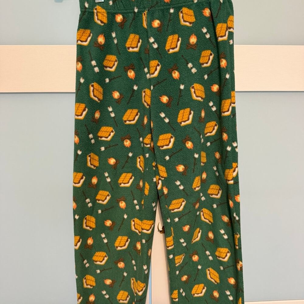 Eddie Bauer Kids Green S'mores Print Fleece Pajama Pants Size S 7/8